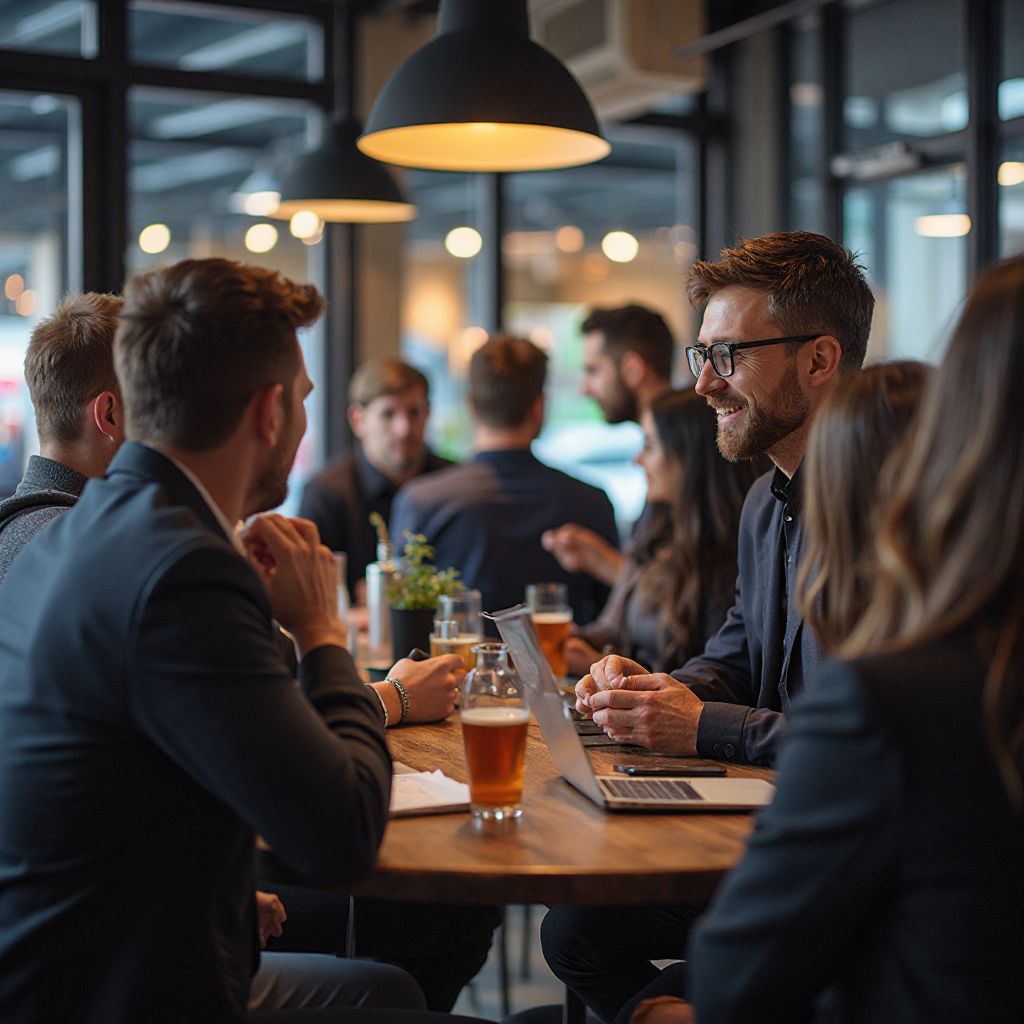 Sesiune de networking între profesioniști tech