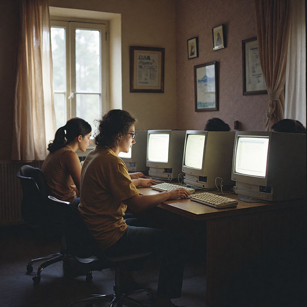 Primul internet café din București anii 1990